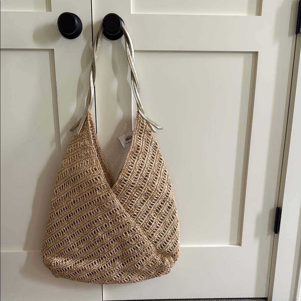 Woven Tan Shoulder Bag